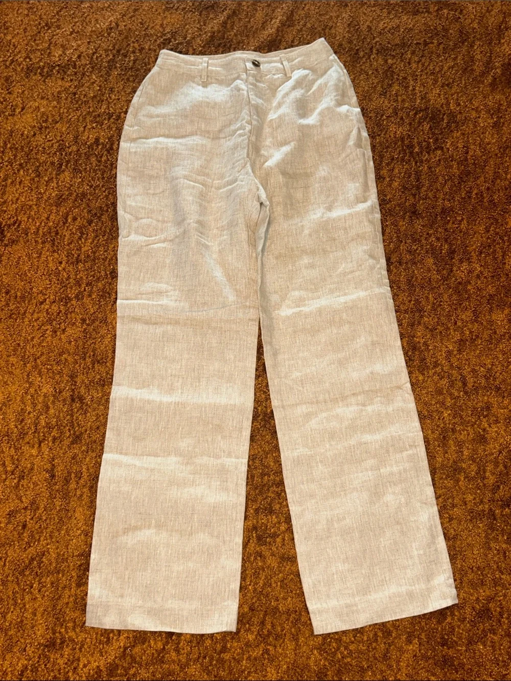 Reformation Natural Beige Wide-Leg Linen-Blend Trousers